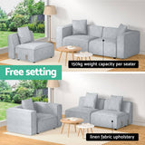 Darrahopens Furniture > Living Room Artiss Modular Sofa Chaise Set 3-Seater Grey