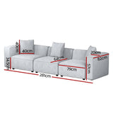 Darrahopens Furniture > Living Room Artiss Modular Sofa Chaise Set 3-Seater Grey