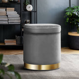 darrahopens Furniture > Living Room Artiss Ottoman Foot Stool with Storage Round Velvet Foot Rest Pouffe Footstool