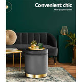 darrahopens Furniture > Living Room Artiss Ottoman Foot Stool with Storage Round Velvet Foot Rest Pouffe Footstool