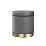 darrahopens Furniture > Living Room Artiss Ottoman Foot Stool with Storage Round Velvet Foot Rest Pouffe Footstool
