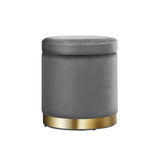 darrahopens Furniture > Living Room Artiss Ottoman Foot Stool with Storage Round Velvet Foot Rest Pouffe Footstool