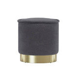 Darrahopens Furniture > Living Room Artiss Ottoman Round Foot Stool Teddy Fabric Foot Rest Padded Seat Charcoal