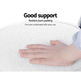 Darrahopens Furniture > Living Room Artiss Ottoman Round Foot Stool Teddy Fabric Foot Rest Padded Seat White
