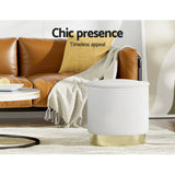 Darrahopens Furniture > Living Room Artiss Ottoman Round Foot Stool Teddy Fabric Foot Rest Padded Seat White