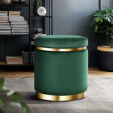 darrahopens Furniture > Living Room Artiss Ottoman Round Velvet Foot Stool Foot Rest Pouffe Padded Seat Pouf Green