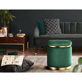darrahopens Furniture > Living Room Artiss Ottoman Round Velvet Foot Stool Foot Rest Pouffe Padded Seat Pouf Green