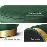 darrahopens Furniture > Living Room Artiss Ottoman Round Velvet Foot Stool Foot Rest Pouffe Padded Seat Pouf Green