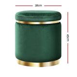 darrahopens Furniture > Living Room Artiss Ottoman Round Velvet Foot Stool Foot Rest Pouffe Padded Seat Pouf Green