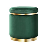 darrahopens Furniture > Living Room Artiss Ottoman Round Velvet Foot Stool Foot Rest Pouffe Padded Seat Pouf Green