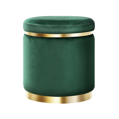 darrahopens Furniture > Living Room Artiss Ottoman Round Velvet Foot Stool Foot Rest Pouffe Padded Seat Pouf Green