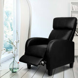 darrahopens Furniture > Living Room Artiss PU Leather Reclining Armchair - Black