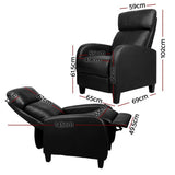 darrahopens Furniture > Living Room Artiss PU Leather Reclining Armchair - Black