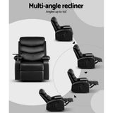 darrahopens Furniture > Living Room Artiss Recliner Chair Armchair Lounge Sofa Chairs Couch Leather Black Tray Table