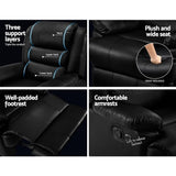 darrahopens Furniture > Living Room Artiss Recliner Chair Armchair Luxury Single Lounge Sofa Couch Leather Black