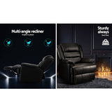 darrahopens Furniture > Living Room Artiss Recliner Chair Armchair Luxury Single Lounge Sofa Couch Leather Black