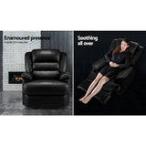 darrahopens Furniture > Living Room Artiss Recliner Chair Armchair Luxury Single Lounge Sofa Couch Leather Black