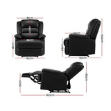 darrahopens Furniture > Living Room Artiss Recliner Chair Armchair Luxury Single Lounge Sofa Couch Leather Black