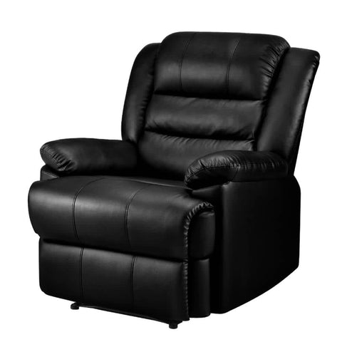 darrahopens Furniture > Living Room Artiss Recliner Chair Armchair Luxury Single Lounge Sofa Couch Leather Black