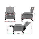 darrahopens Furniture > Living Room Artiss Recliner Chair Luxury Lounge Armchair Single Sofa Couch Fabric Grey