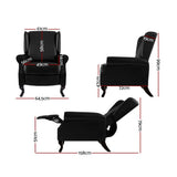 darrahopens Furniture > Living Room Artiss Recliner Chair Sofa Armchair Lounge Black Leather