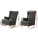 darrahopens Furniture > Living Room Artiss Rocking Armchair Feeding Chair Fabric Armchairs Lounge Recliner Charcoal