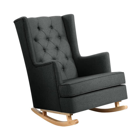 darrahopens Furniture > Living Room Artiss Rocking Armchair Feeding Chair Fabric Armchairs Lounge Recliner Charcoal