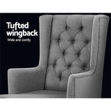 darrahopens Furniture > Living Room Artiss Rocking Armchair Feeding Chair Linen Fabric Armchairs Lounge Retro Grey