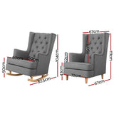 darrahopens Furniture > Living Room Artiss Rocking Armchair Feeding Chair Linen Fabric Armchairs Lounge Retro Grey