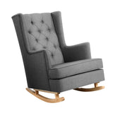 darrahopens Furniture > Living Room Artiss Rocking Armchair Feeding Chair Linen Fabric Armchairs Lounge Retro Grey