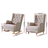 darrahopens Furniture > Living Room Artiss Rocking Armchair Feedining Chair Fabric Armchairs Lounge Recliner Beige