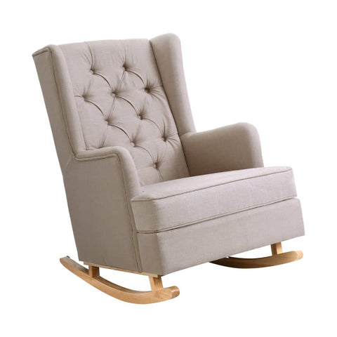 darrahopens Furniture > Living Room Artiss Rocking Armchair Feedining Chair Fabric Armchairs Lounge Recliner Beige