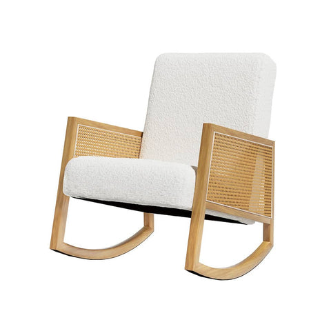 Darrahopens Furniture > Living Room Artiss Rocking Chair Armchair Boucle Accent Chairs Sherpa Upholstered White
