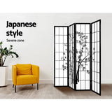 darrahopens Furniture > Living Room Artiss Room Divider Screen Privacy Dividers Pine Wood Stand Black White 4 Panel
