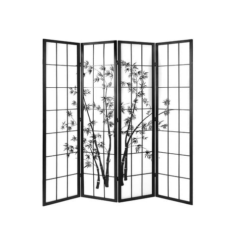darrahopens Furniture > Living Room Artiss Room Divider Screen Privacy Dividers Pine Wood Stand Black White 4 Panel