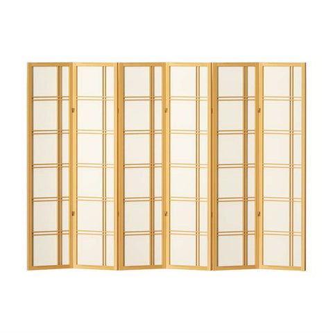 Darrahopens Furniture > Living Room Artiss Room Divider Screen Privacy Wood Dividers Stand 6 Panel Nova Natural