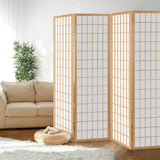 darrahopens Furniture > Living Room Artiss Room Divider Screen Wood Timber Dividers Fold Stand Wide Beige 4 Panel