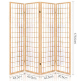 darrahopens Furniture > Living Room Artiss Room Divider Screen Wood Timber Dividers Fold Stand Wide Beige 4 Panel