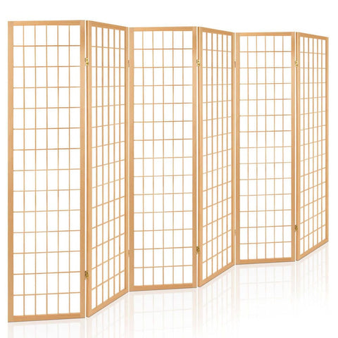 darrahopens Furniture > Living Room Artiss Room Divider Screen Wood Timber Dividers Fold Stand Wide Beige 6 Panel