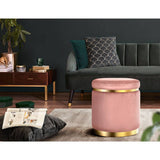 darrahopens Furniture > Living Room Artiss Round Velvet Foot Stool Ottoman Foot Rest Pouffe Padded Seat Pouf Pink