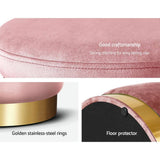 darrahopens Furniture > Living Room Artiss Round Velvet Foot Stool Ottoman Foot Rest Pouffe Padded Seat Pouf Pink