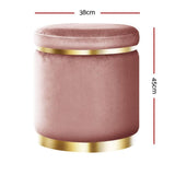 darrahopens Furniture > Living Room Artiss Round Velvet Foot Stool Ottoman Foot Rest Pouffe Padded Seat Pouf Pink