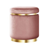 darrahopens Furniture > Living Room Artiss Round Velvet Foot Stool Ottoman Foot Rest Pouffe Padded Seat Pouf Pink