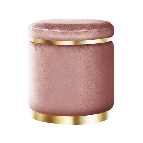 darrahopens Furniture > Living Room Artiss Round Velvet Foot Stool Ottoman Foot Rest Pouffe Padded Seat Pouf Pink