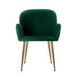 Darrahopens Furniture > Living Room Artiss  Set of 2 Kynsee Dining Chair Armchair Cafe Chair Upholstered Velvet Green