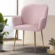 Darrahopens Furniture > Living Room Artiss  Set of 2 Kynsee Dining Chairs Armchair Cafe Chair Upholstered Velvet Pink