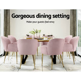 Darrahopens Furniture > Living Room Artiss  Set of 2 Kynsee Dining Chairs Armchair Cafe Chair Upholstered Velvet Pink