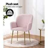 Darrahopens Furniture > Living Room Artiss  Set of 2 Kynsee Dining Chairs Armchair Cafe Chair Upholstered Velvet Pink