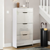 darrahopens Furniture > Living Room Artiss Shoe Cabinet 3 Tier Shoes Storage Drawer High Gloss White Rack Shelf