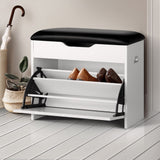 darrahopens Furniture > Living Room Artiss Shoe Cabinet Bench Shoes Organiser Storage Rack Cupboard White 15 Pairs
